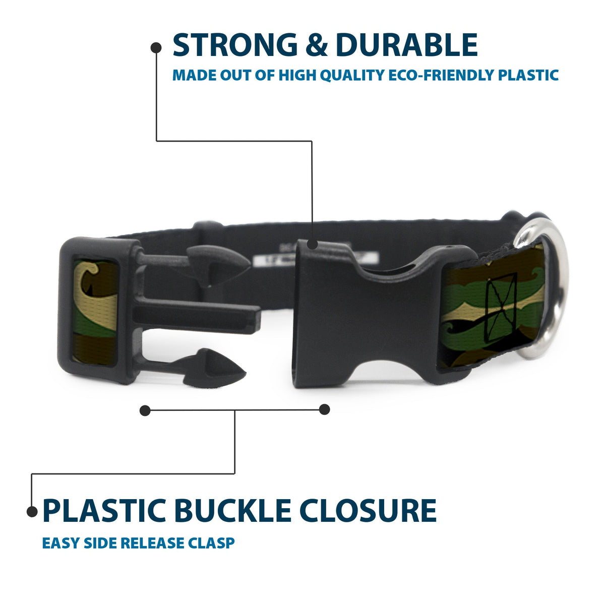 Plastic Clip Collar - Camo'stache