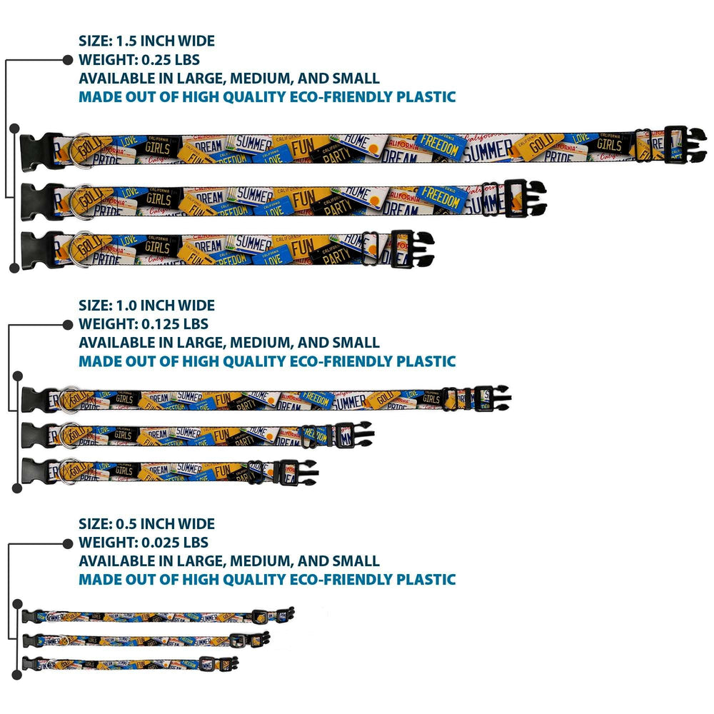 Plastic Clip Collar - Cali License Plates Stacked - Buckle-Down - Flyclothing LLC