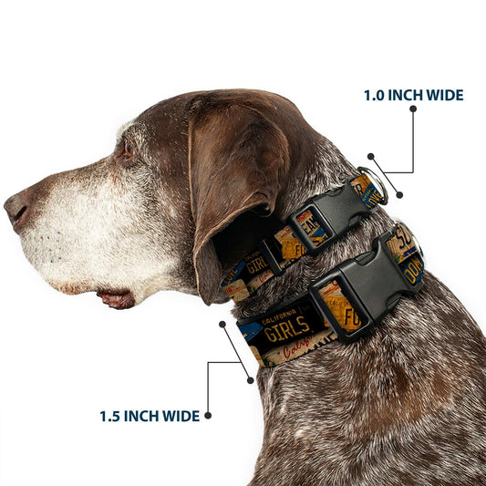 Plastic Clip Collar - Cali License Plates Stacked Vintage - Buckle-Down - Flyclothing LLC