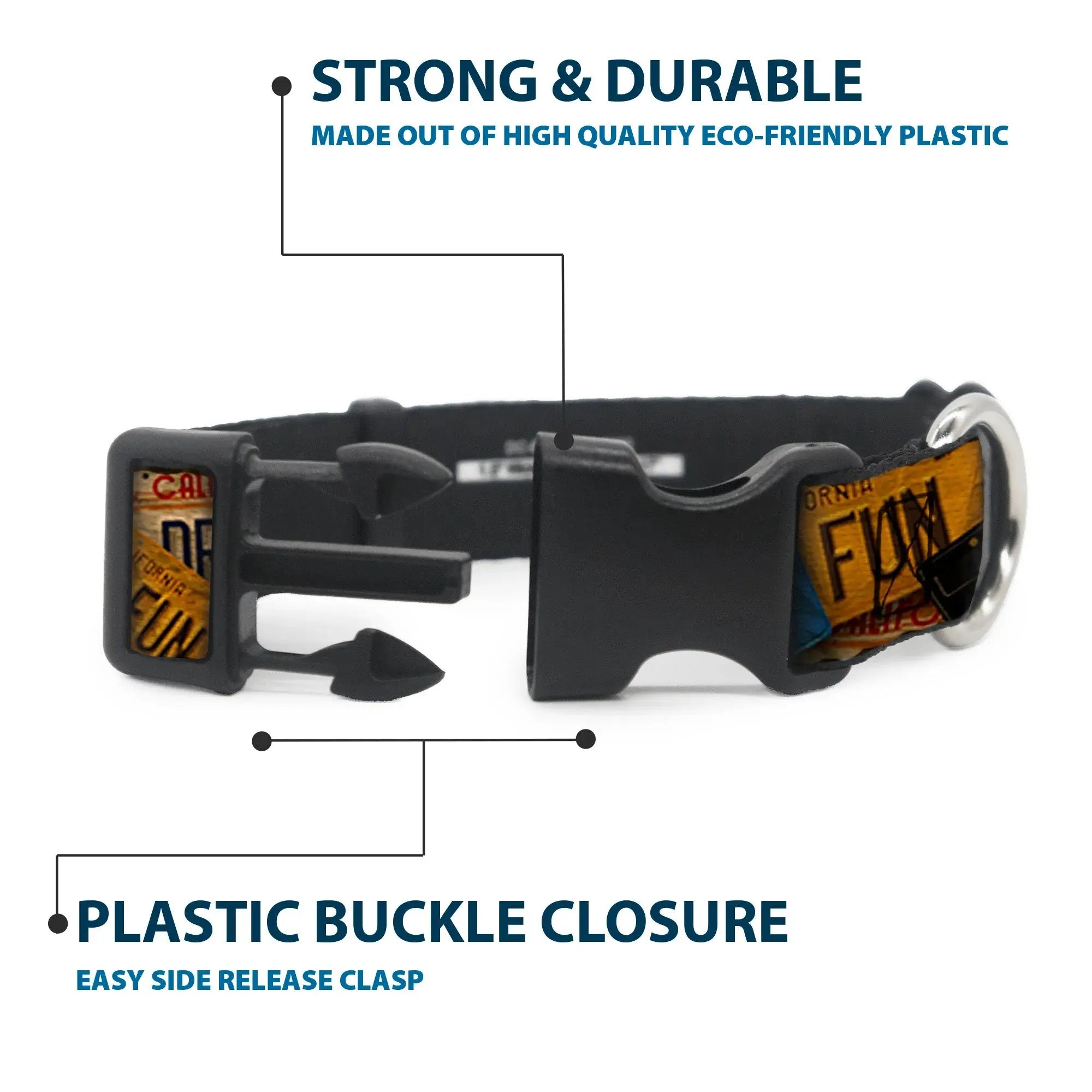 Plastic Clip Collar - Cali License Plates Stacked Vintage - Buckle-Down - Flyclothing LLC