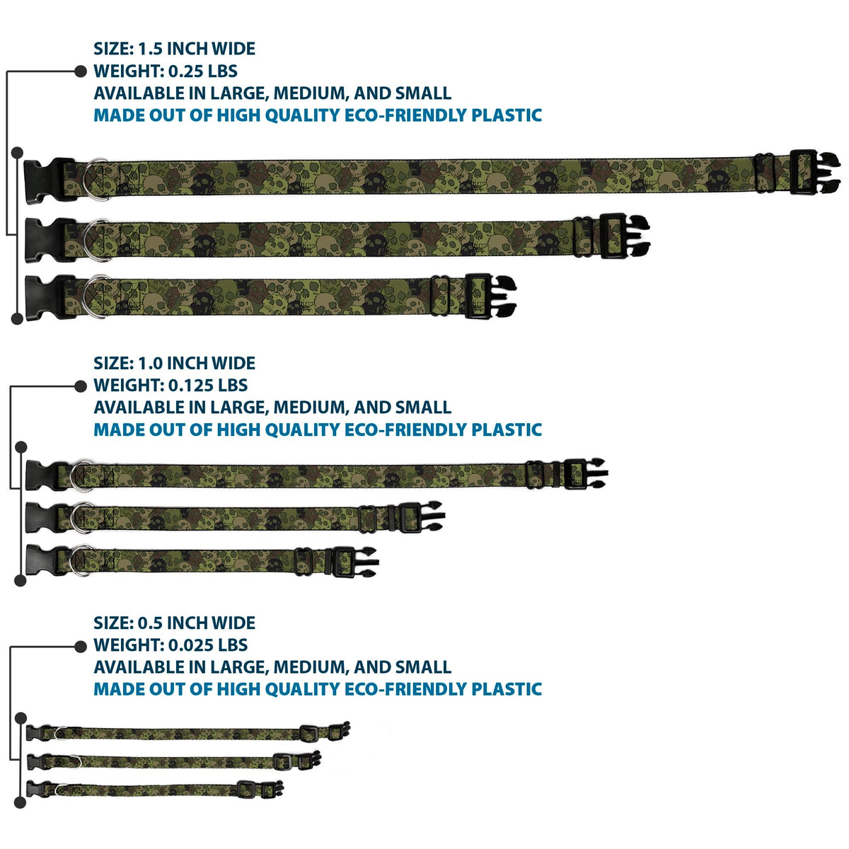 Plastic Clip Collar - Camo Olive Skull Yard - Buckle-Down - Flyclothing LLC