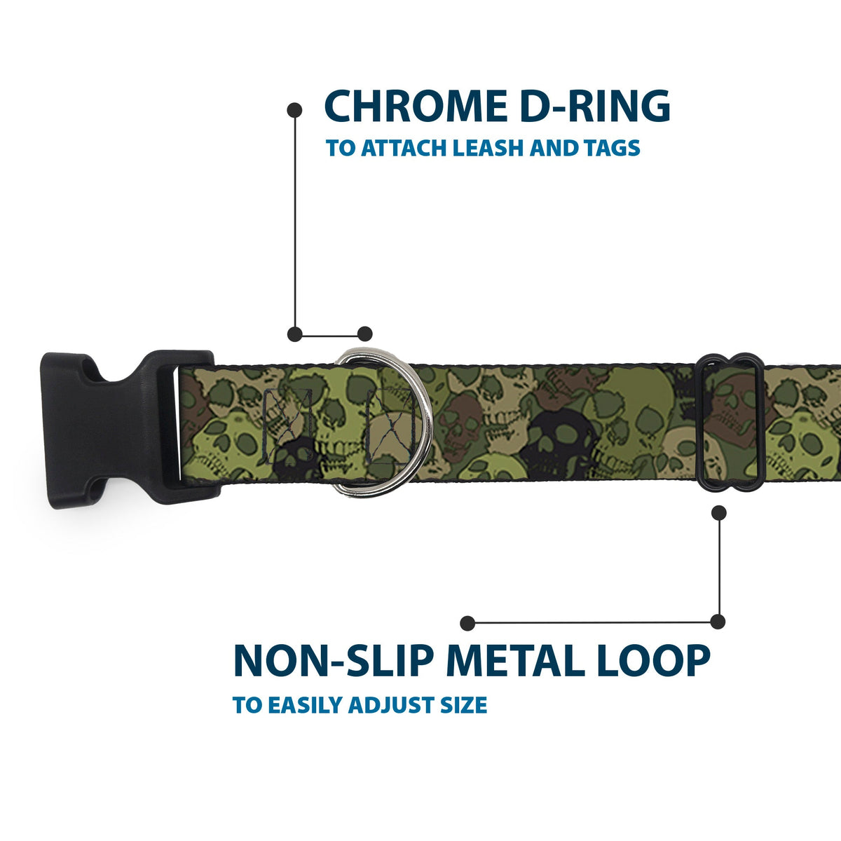 Plastic Clip Collar - Camo Olive Skull Yard - Buckle-Down - Flyclothing LLC