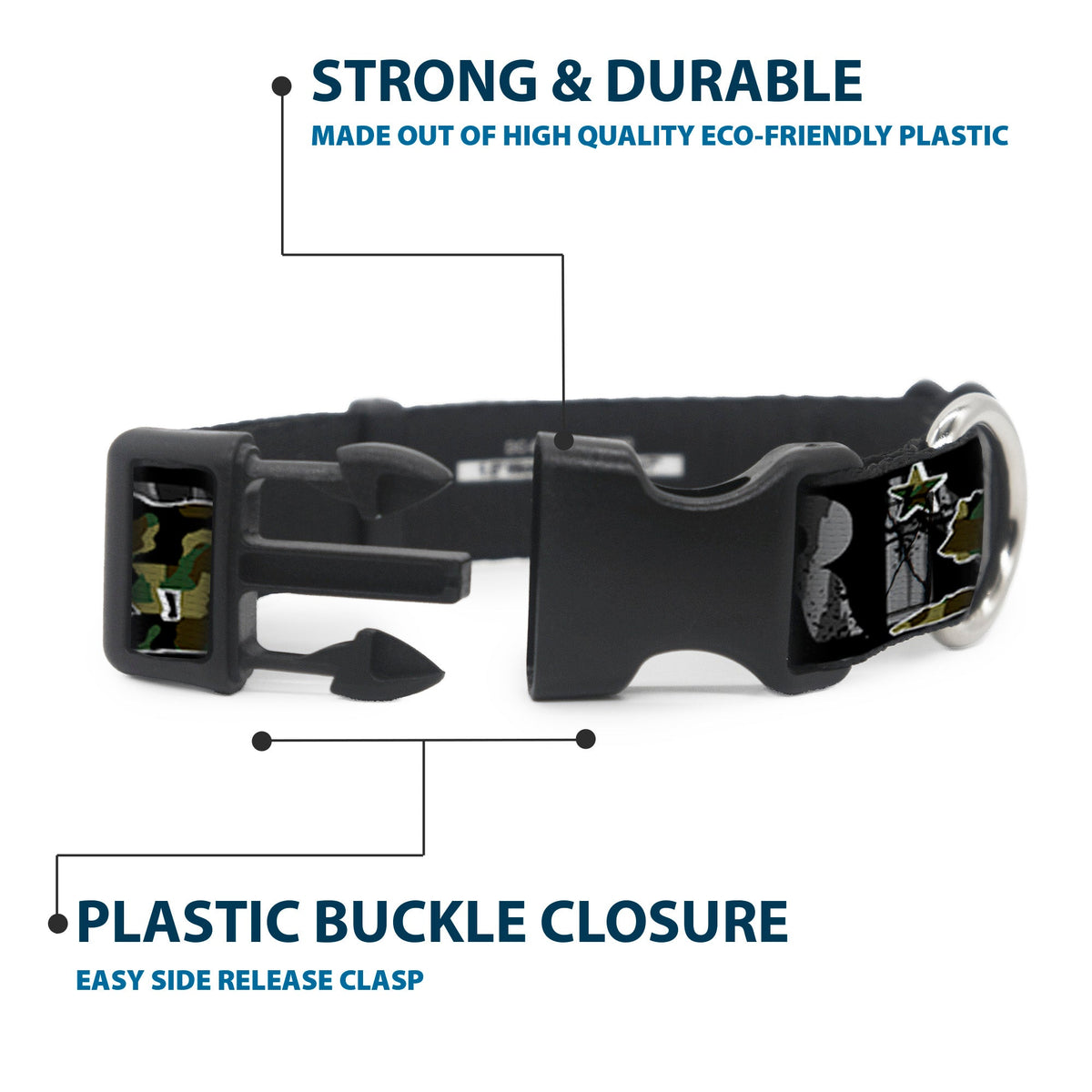 Plastic Clip Collar - CALIFORNIA/Flag Bear Black/Camo Gray/Camo Olive