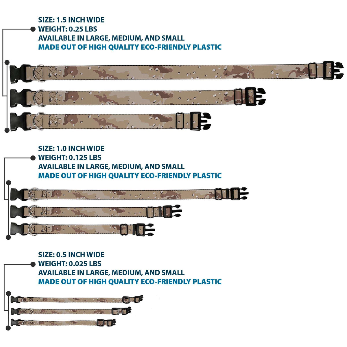 Plastic Clip Collar - Desert Camo Tans/Browns