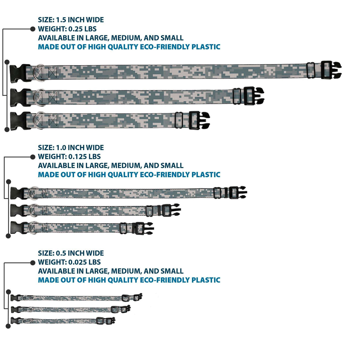 Plastic Clip Collar - Digital Camo2 Grays
