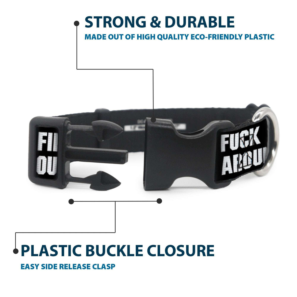 Plastic Clip Collar - FAFO FUCK AROUND AND FIND OUT Bold Black/White