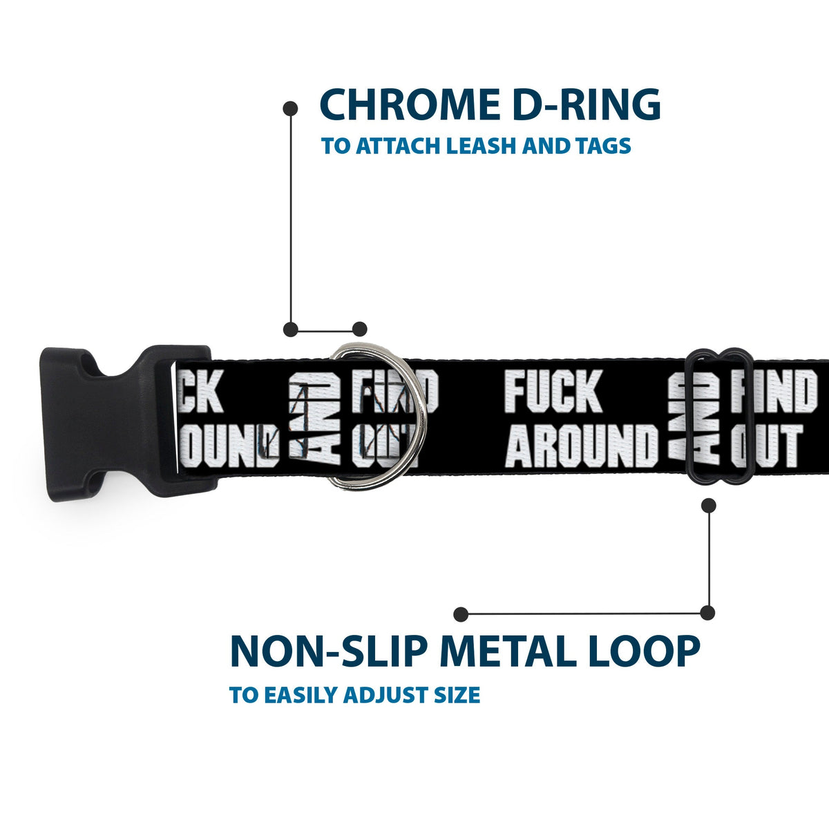 Plastic Clip Collar - FAFO FUCK AROUND AND FIND OUT Bold Black/White