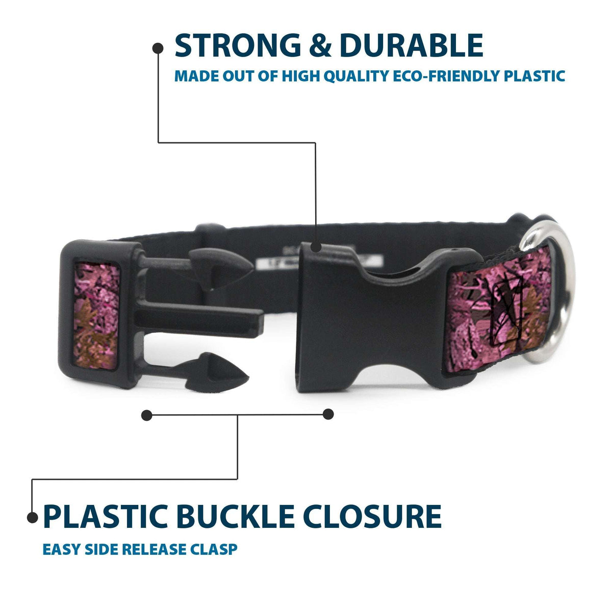 Plastic Clip Collar - Hunting Camo Pinks