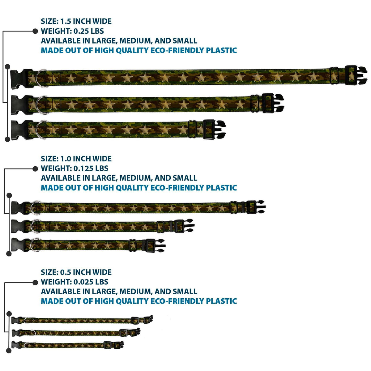 Plastic Clip Collar - Star Camo Olive/Gold - Buckle-Down - Flyclothing LLC