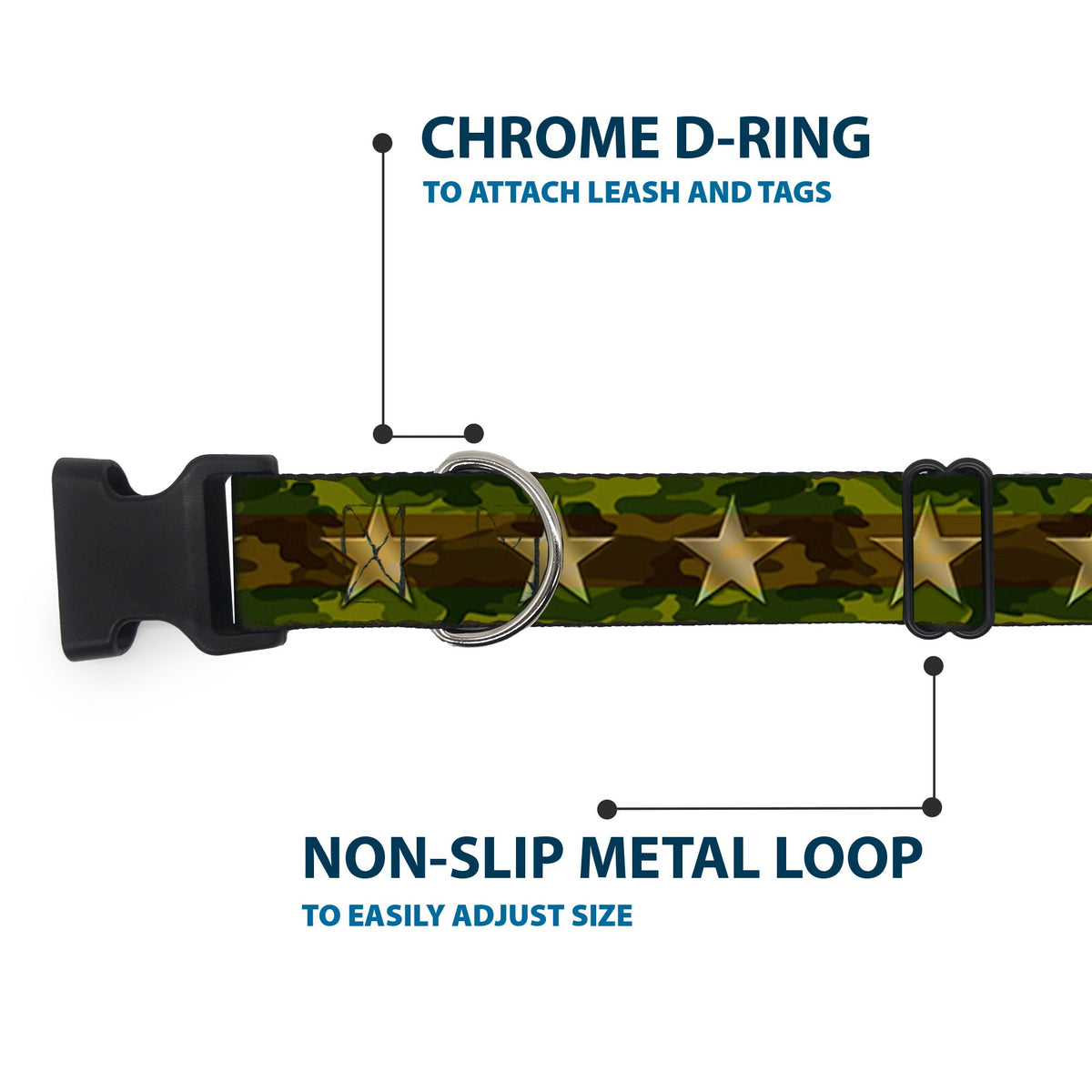 Plastic Clip Collar - Star Camo Olive/Gold - Buckle-Down - Flyclothing LLC