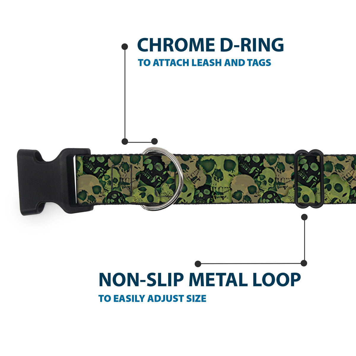 Plastic Clip Collar - Camo Olive/Black Skull Yard2