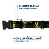 Plastic Clip Collar - Support Our Troops Camo Olive/Yellow Ribbon