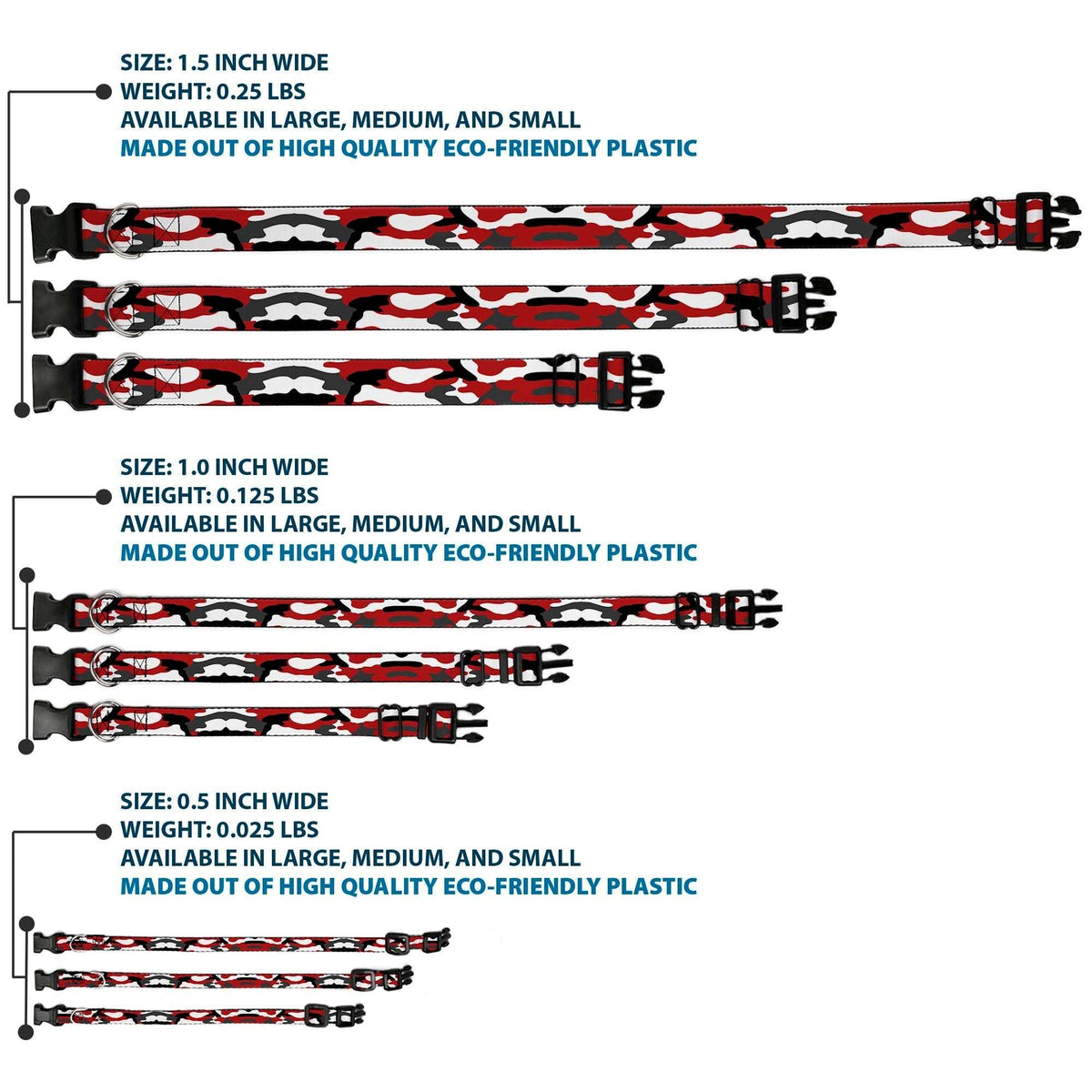 Plastic Clip Collar - Camo Red/Black/Gray/White - Buckle-Down - Flyclothing LLC