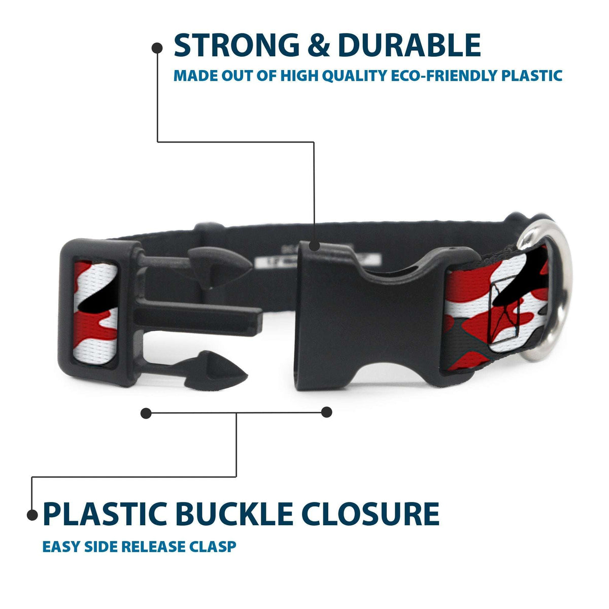 Plastic Clip Collar - Camo Red/Black/Gray/White - Buckle-Down - Flyclothing LLC