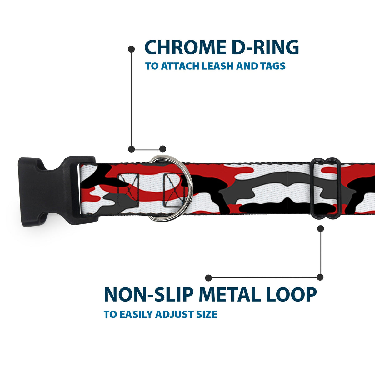 Plastic Clip Collar - Camo Red/Black/Gray/White - Buckle-Down - Flyclothing LLC