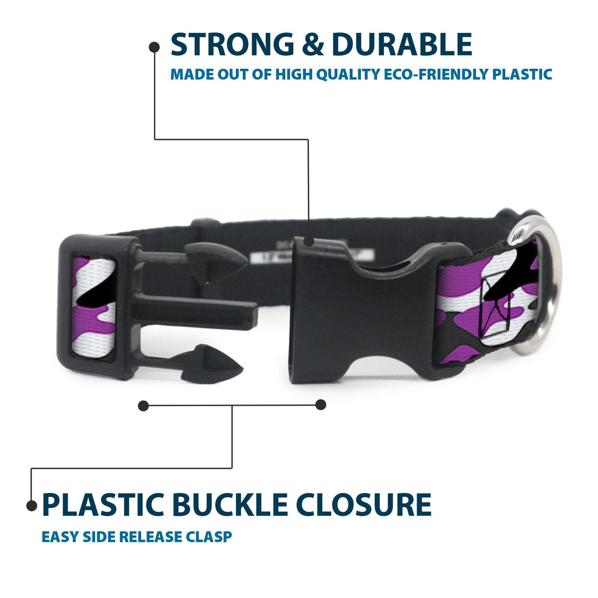 Plastic Clip Collar - Camo Purple/Black/Gray/White