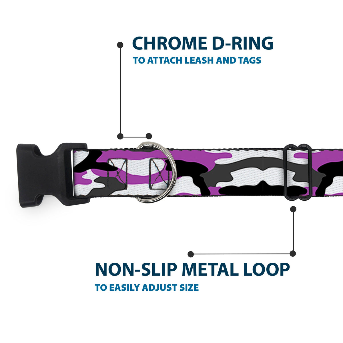 Plastic Clip Collar - Camo Purple/Black/Gray/White