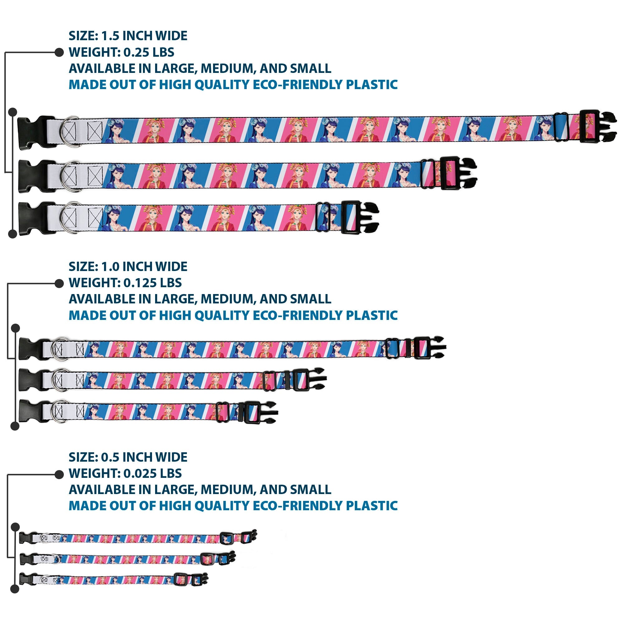 Plastic Clip Collar - The Apothecary Diaries Gyokuyo and Lihua Pose Blocks White/Pink/Blue