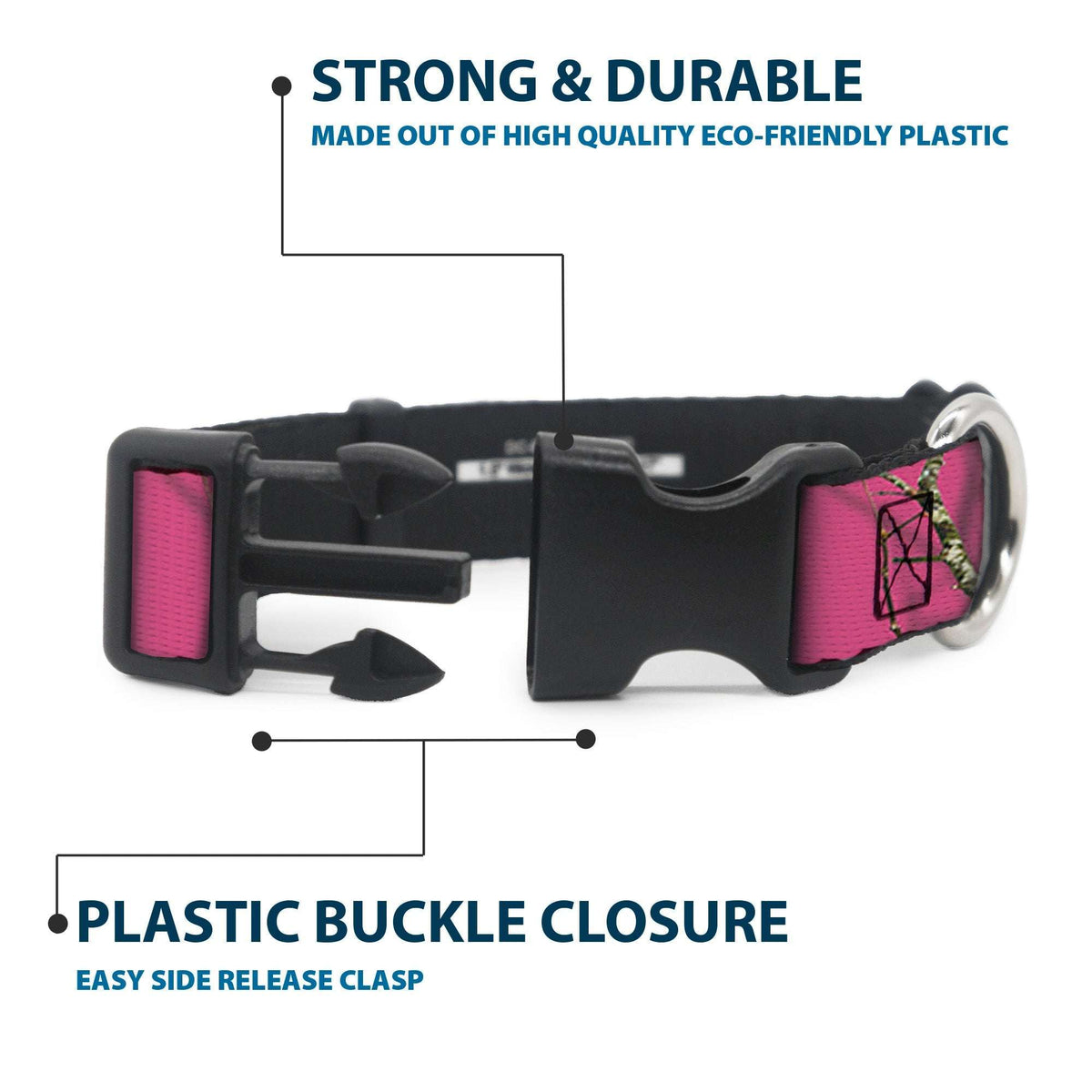 Plastic Clip Collar - Mossy Oak Country Roots Camo Fuchsia - Buckle-Down - Flyclothing LLC