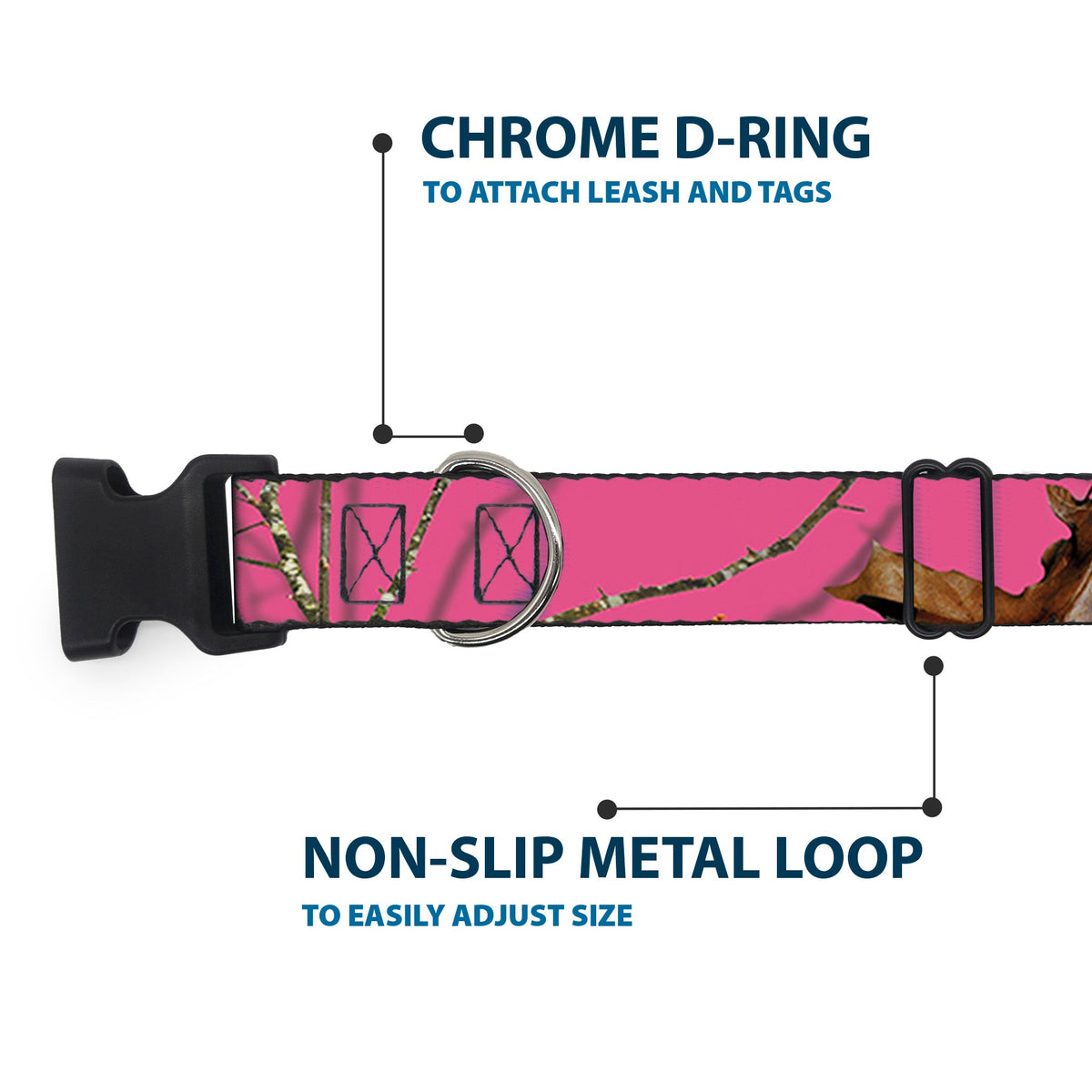 Plastic Clip Collar - Mossy Oak Country Roots Camo Fuchsia - Buckle-Down - Flyclothing LLC