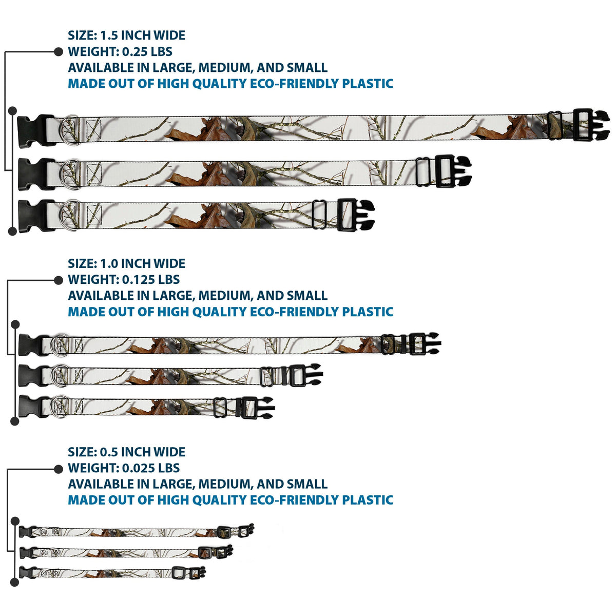 Plastic Clip Collar - Mossy Oak Country Roots Snowdrift Camo White