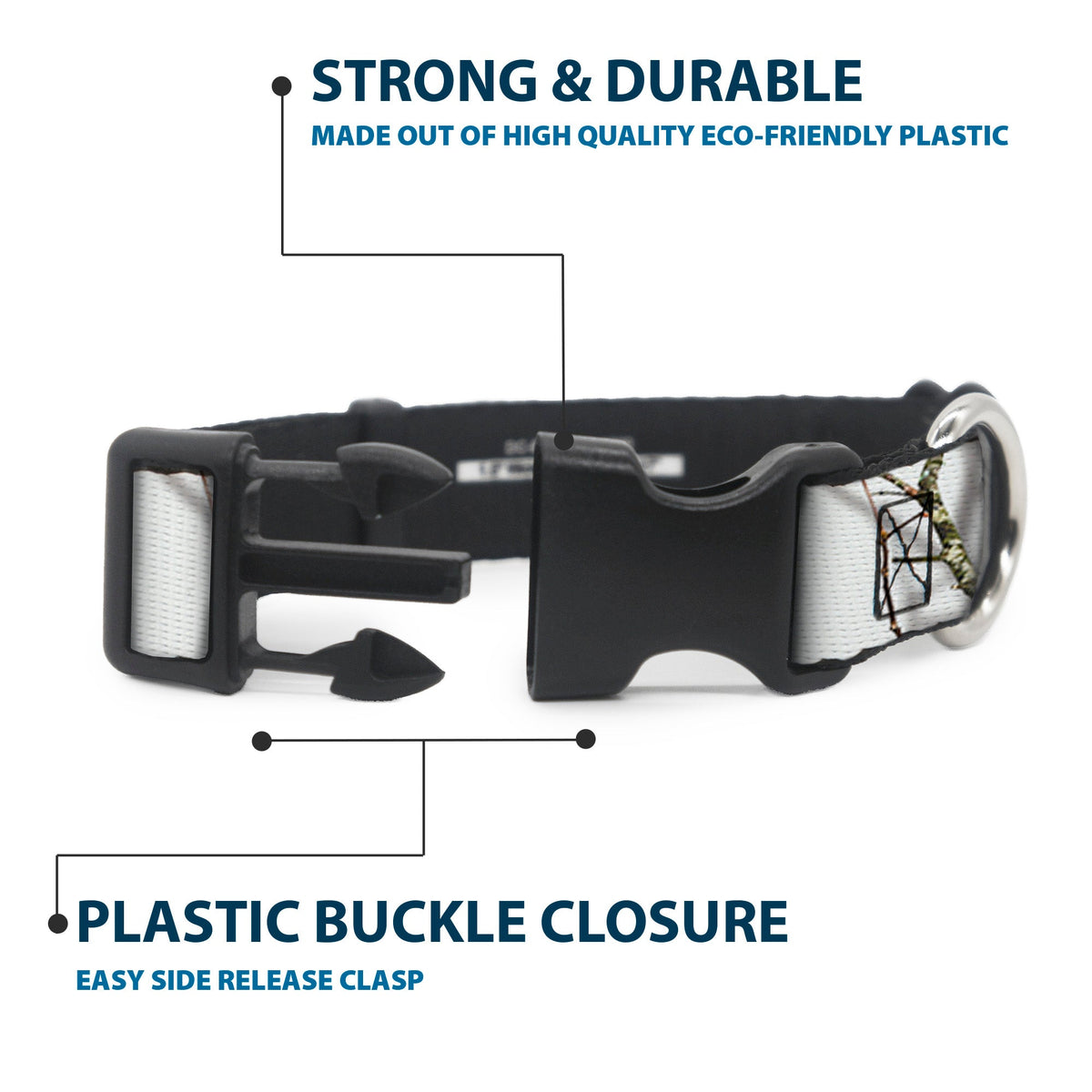 Plastic Clip Collar - Mossy Oak Country Roots Snowdrift Camo White