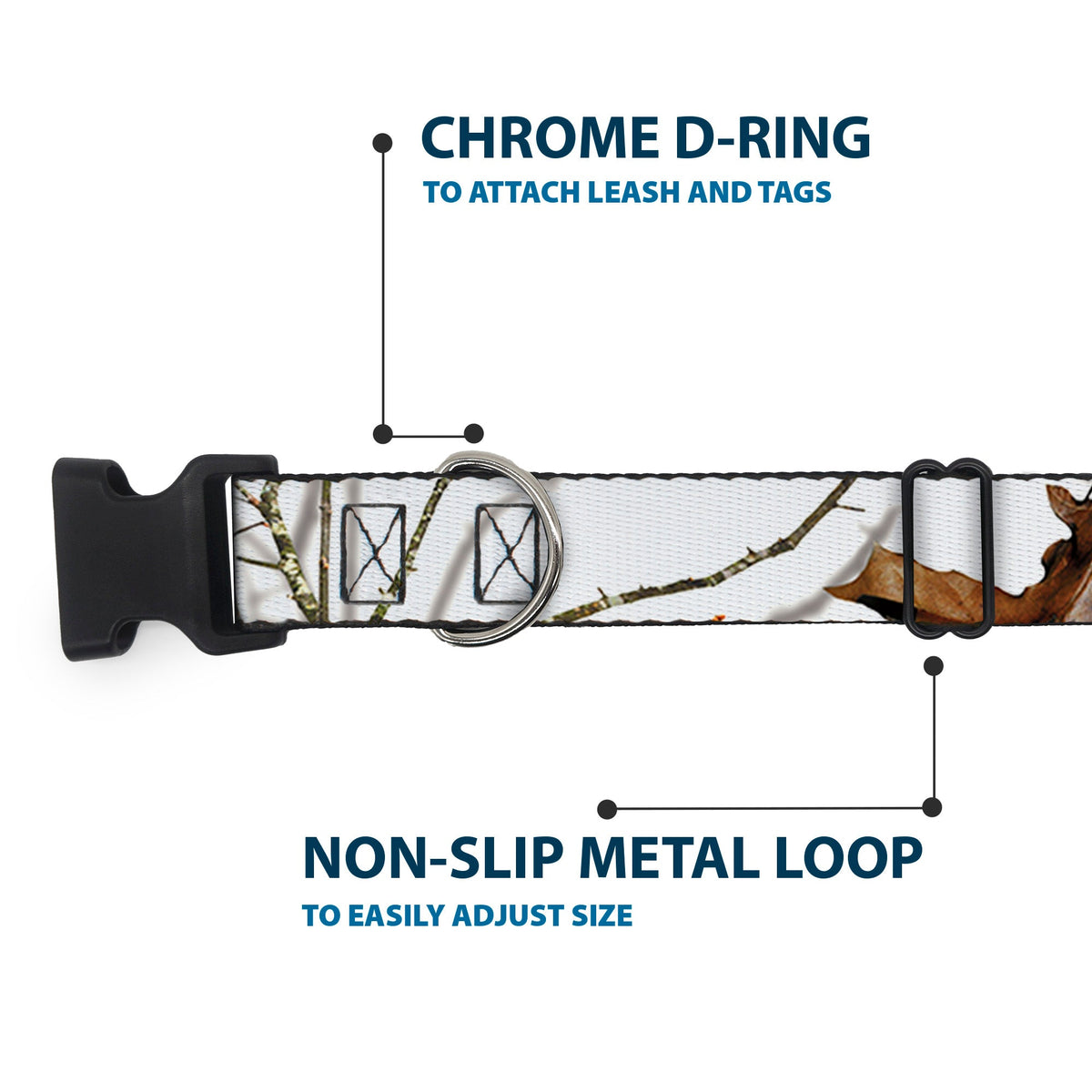Plastic Clip Collar - Mossy Oak Country Roots Snowdrift Camo White