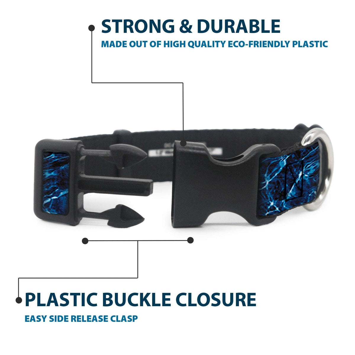 Plastic Clip Collar - Mossy Oak Elements Marlin Agua Camo Blue