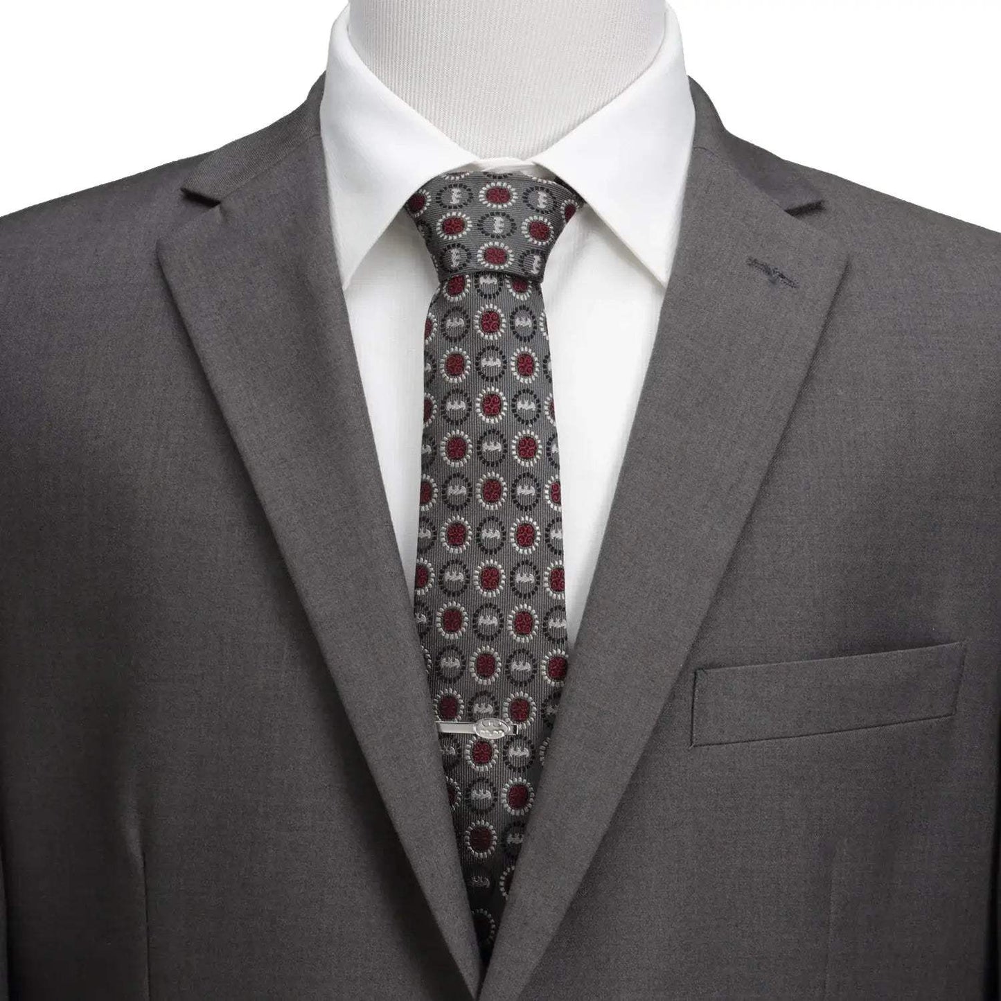 DC Batman Medallion Symbol Charcoal Silk Men's Tie - Cufflinks.com - Flyclothing LLC