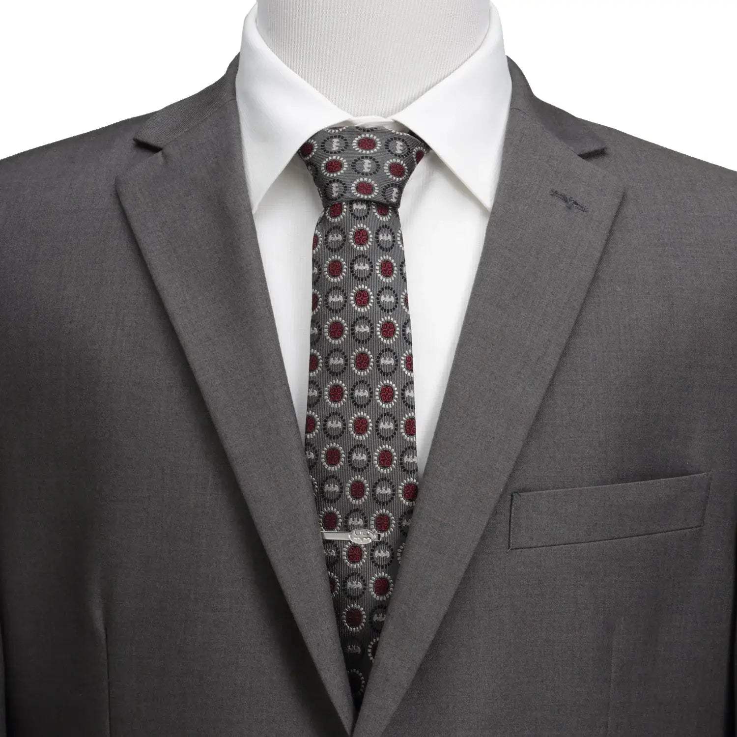 DC Batman Medallion Symbol Charcoal Silk Men's Tie - Cufflinks.com - Flyclothing LLC