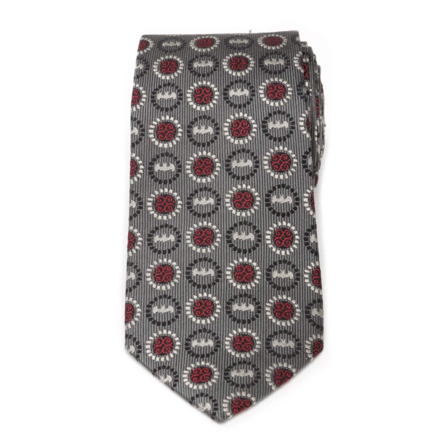 DC Batman Medallion Symbol Charcoal Silk Men's Tie - Cufflinks.com - Flyclothing LLC