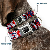 MARVEL AVENGERS Captain America Shield Black Silver Seatbelt Buckle Collar - Captain America Shield Digital Camo Blue/White/Red - Buckle-Down - Flyclothing LLC