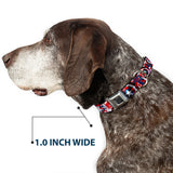 MARVEL AVENGERS Captain America Shield Black Silver Seatbelt Buckle Collar - Captain America Shield Digital Camo Blue/White/Red - Buckle-Down - Flyclothing LLC