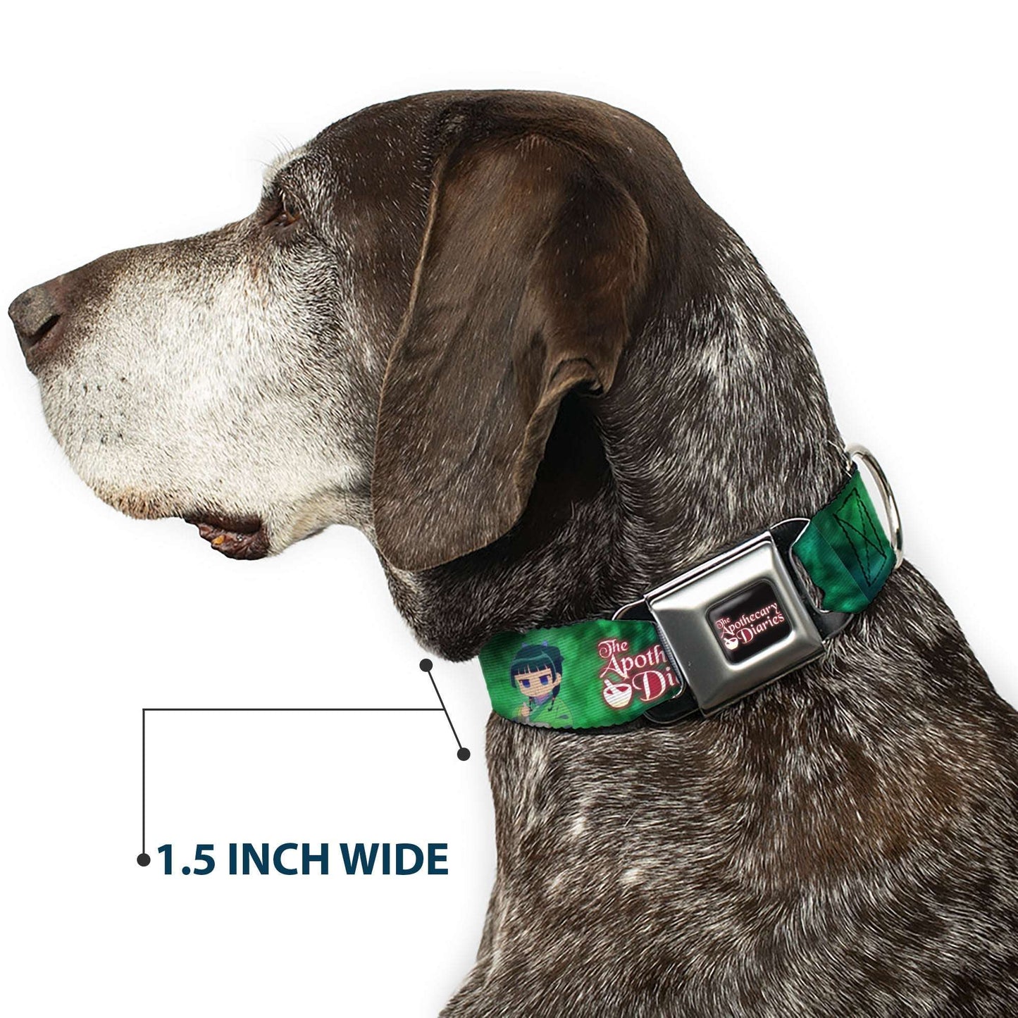THE APOTHECARY DIARIES Title Logo Full Color Black/Red/White Seatbelt Buckle Collar - THE APOTHECARY DIARIES Maomao Grinding Pose and Title Logo Greens
