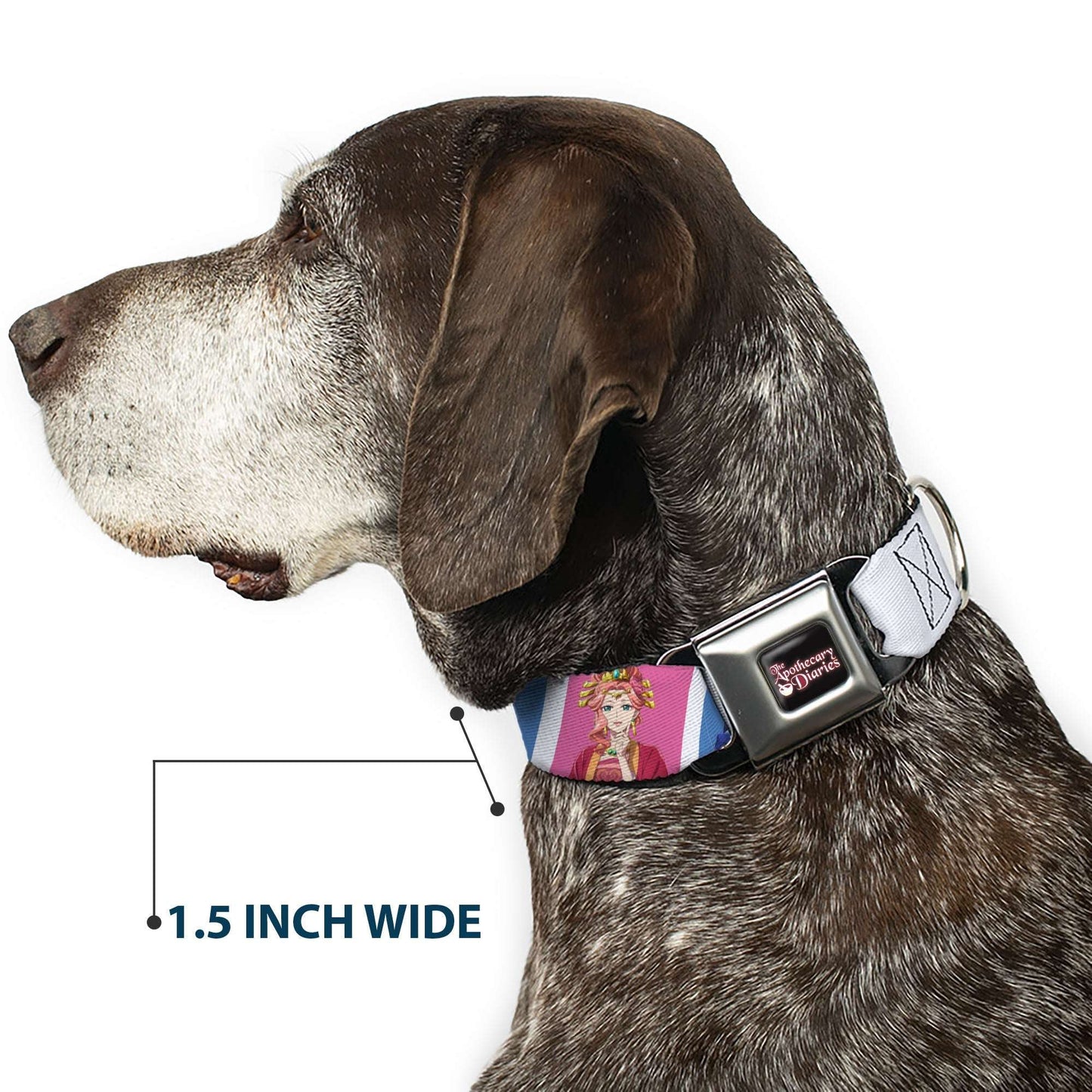 THE APOTHECARY DIARIES Title Logo Full Color Black/Red/White Seatbelt Buckle Collar - The Apothecary Diaries Gyokuyo and Lihua Pose Blocks White/Pink/Blue