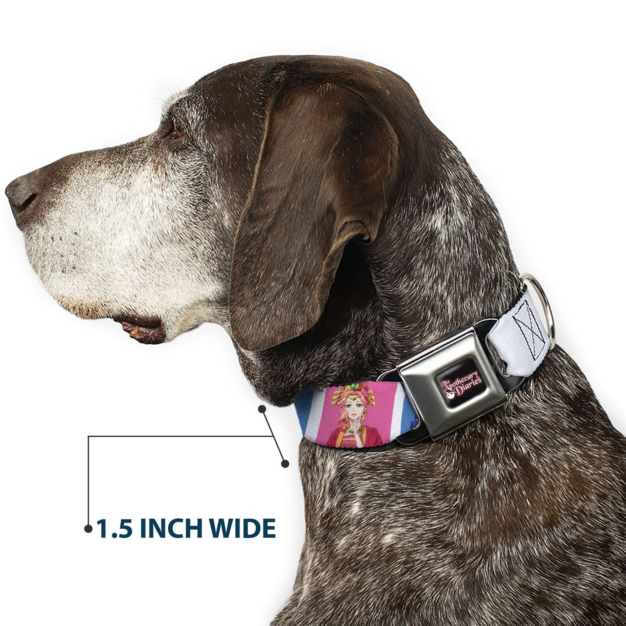 THE APOTHECARY DIARIES Title Logo Full Color Black/Red/White Seatbelt Buckle Collar - The Apothecary Diaries Gyokuyo and Lihua Pose Blocks White/Pink/Blue