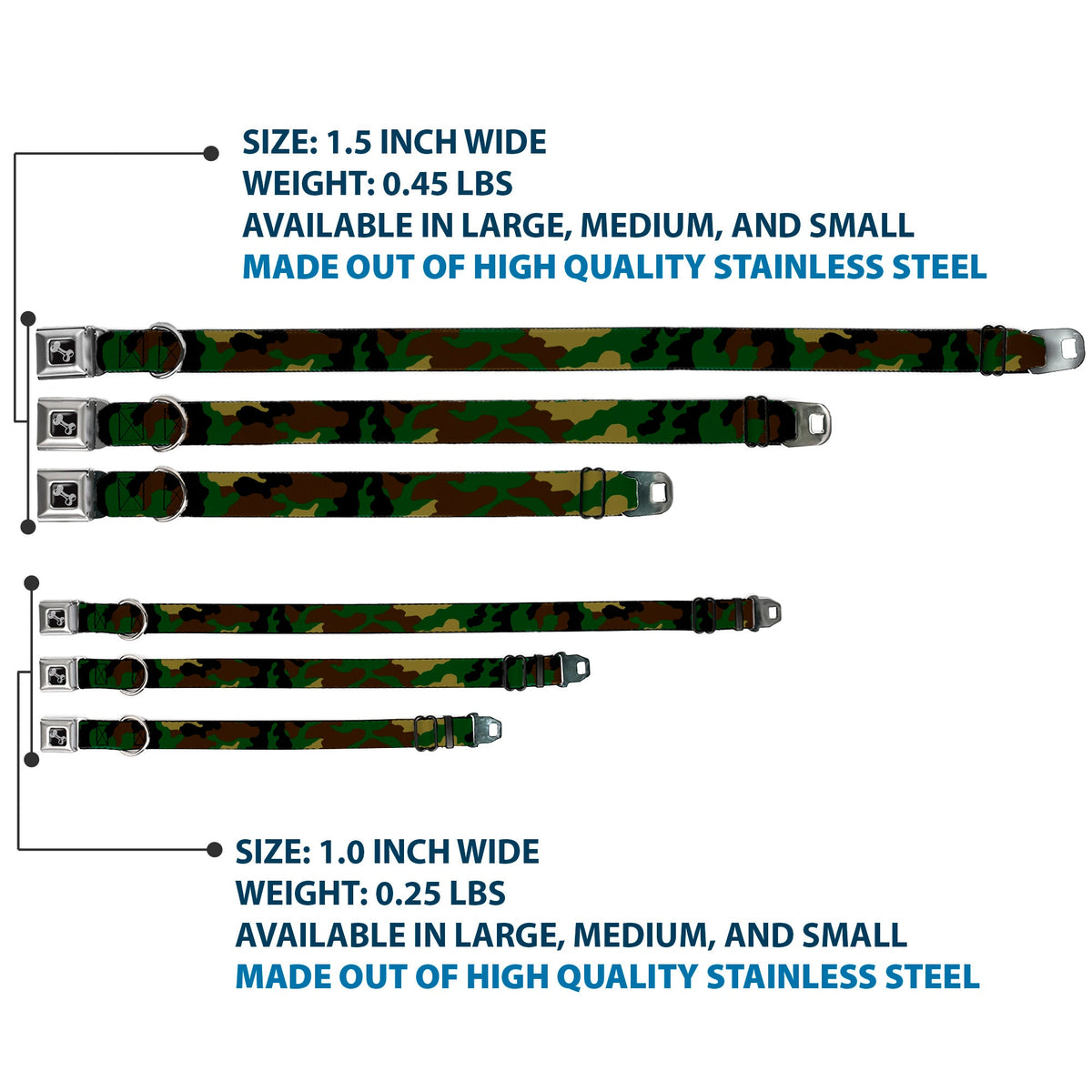 Dog Bone Seatbelt Buckle Collar - Camo Olive - Buckle-Down - Flyclothing LLC