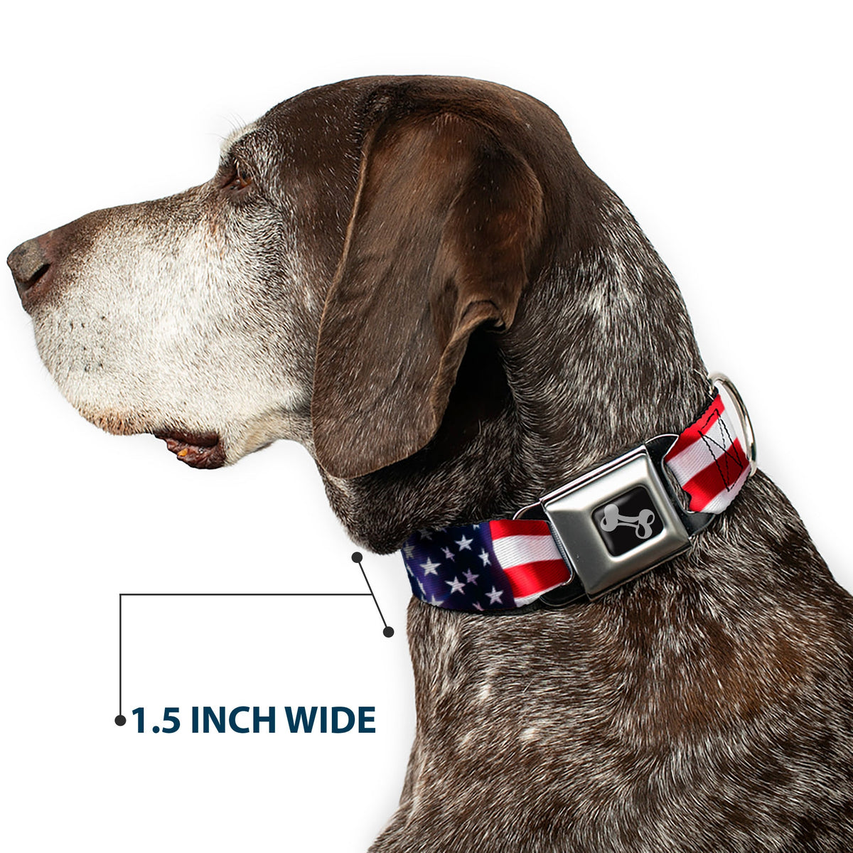 Dog Bone Seatbelt Buckle Collar - American Flag Vivid CLOSE-UP - Buckle-Down - Flyclothing LLC