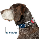 Dog Bone Seatbelt Buckle Collar - American Flag Vertical CLOSE-UP