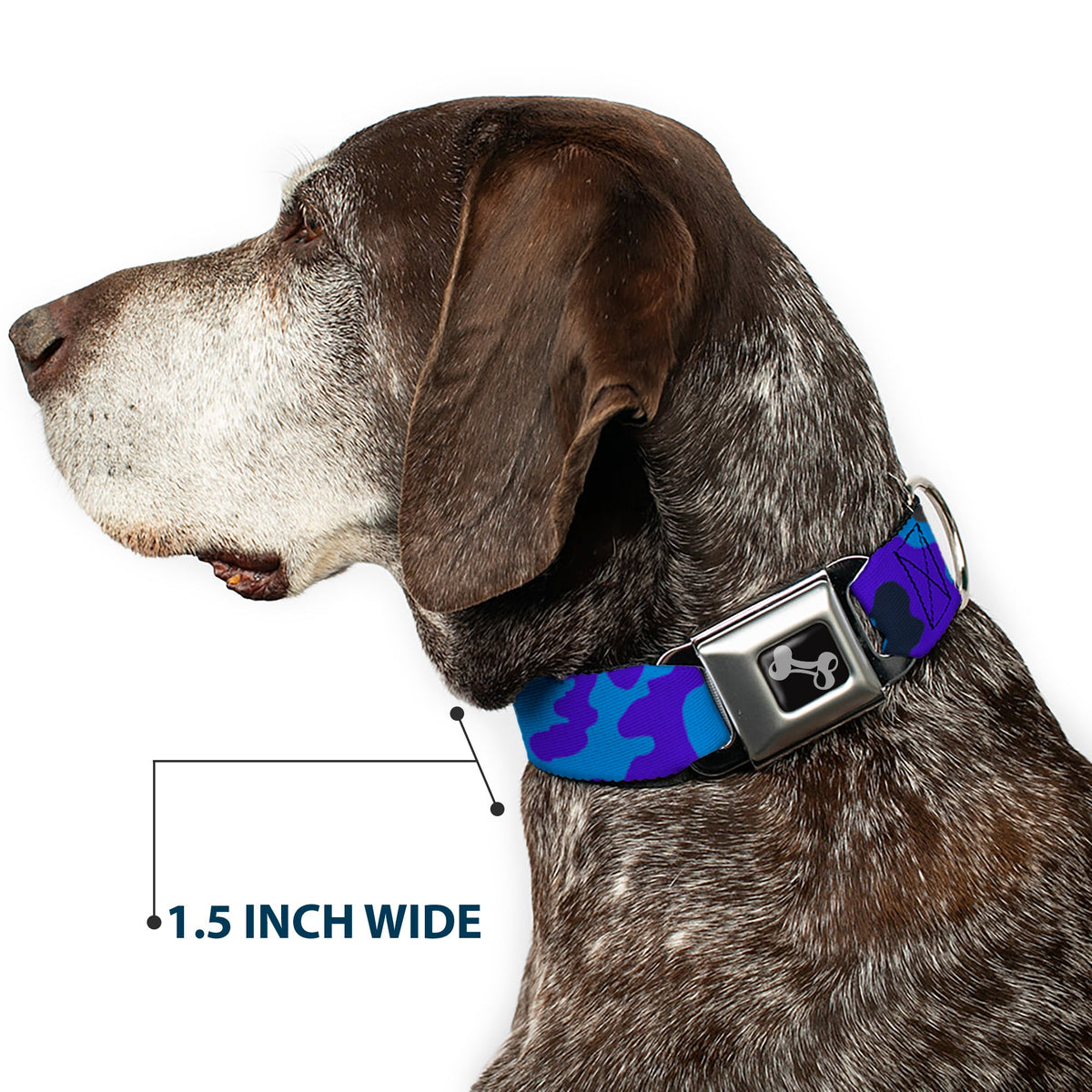 Dog Bone Seatbelt Buckle Collar - Camo Blue