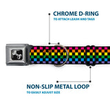 Dog Bone Seatbelt Buckle Collar - Checker Black/Neon Rainbow - Buckle-Down - Flyclothing LLC