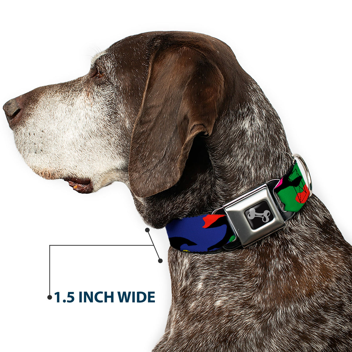 Dog Bone Seatbelt Buckle Collar - Camo Multi Neon
