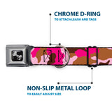 Dog Bone Seatbelt Buckle Collar - Camo Pink