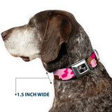 Dog Bone Seatbelt Buckle Collar - Camo Pink