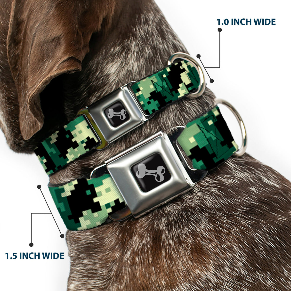 Dog Bone Seatbelt Buckle Collar - Digital Camo