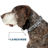 Dog Bone Seatbelt Buckle Collar - Diagonal Handlebar Mustaches White/Black - Buckle-Down - Flyclothing LLC