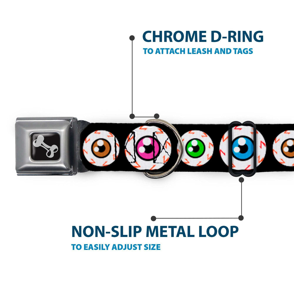 Dog Bone Seatbelt Buckle Collar - Eyeballs Black/Multi Color - Buckle-Down - Flyclothing LLC