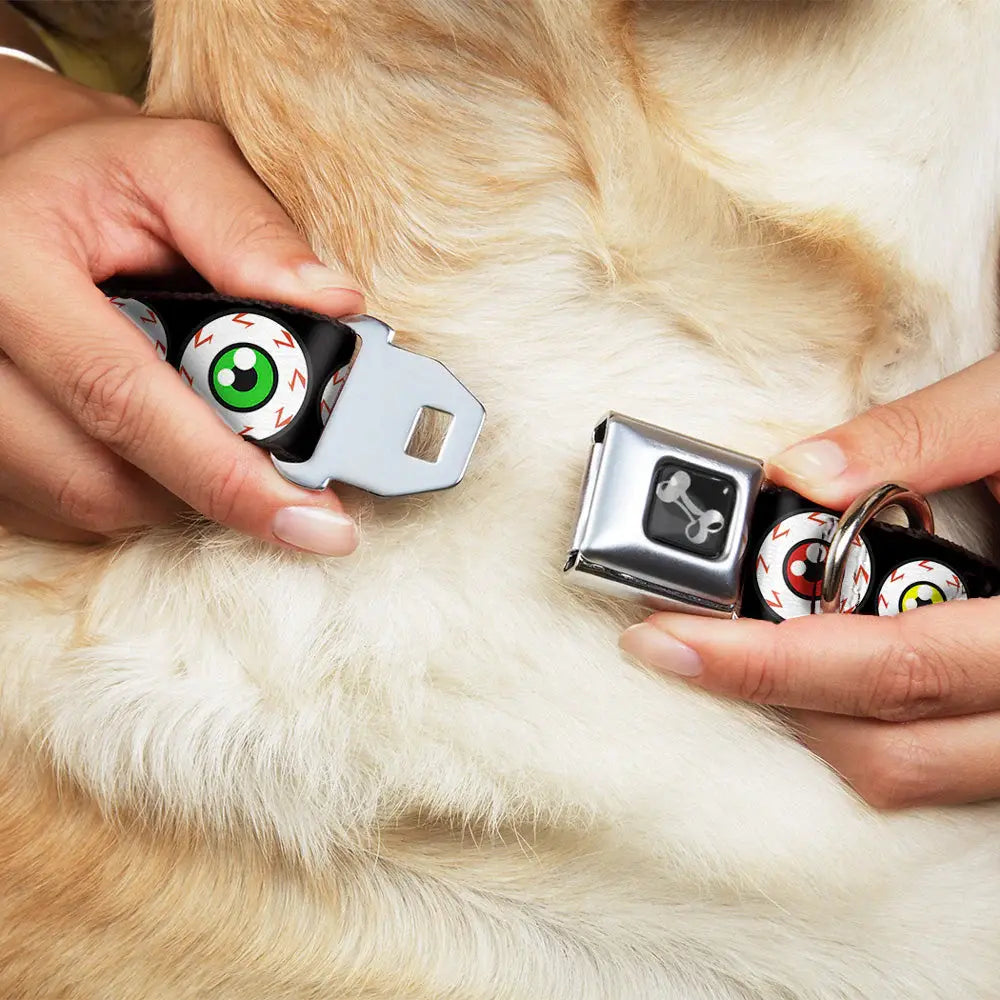 Dog Bone Seatbelt Buckle Collar - Eyeballs Black/Multi Color - Buckle-Down - Flyclothing LLC