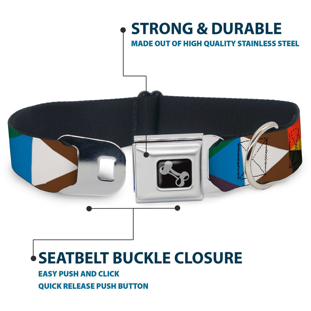 Dog Bone Seatbelt Buckle Collar - Geometric Triangle Blocks Multi Color - Buckle-Down - Flyclothing LLC
