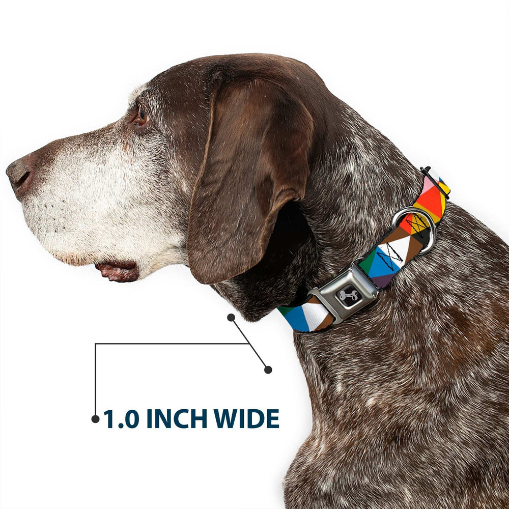 Dog Bone Seatbelt Buckle Collar - Geometric Triangle Blocks Multi Color - Buckle-Down - Flyclothing LLC